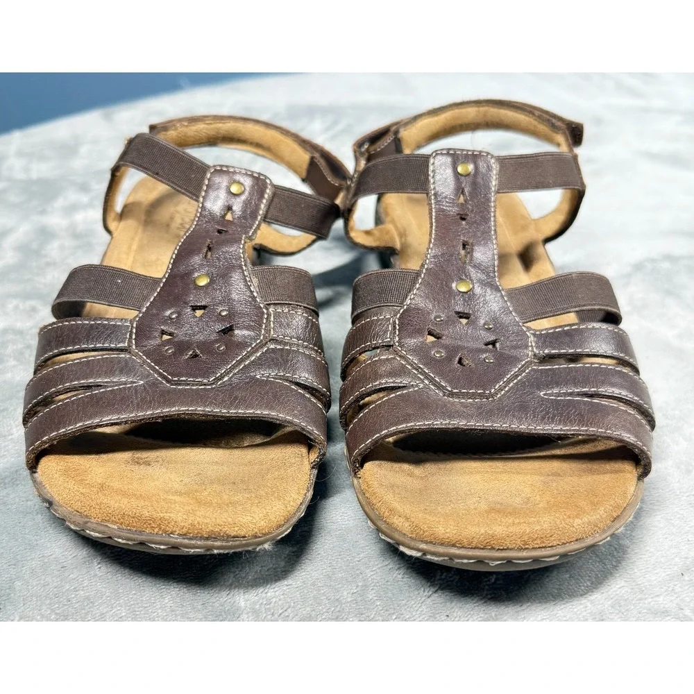 NaturalSoul by Naturalizer Sandals Womens 8.5 Brown Leather Gladiator Comfort